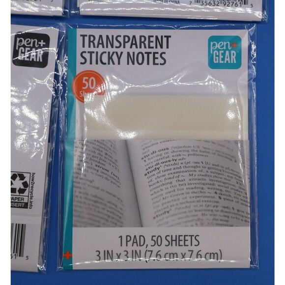 200 sheets (4packs / 50) transparent sticky notes 3" x 3" repositionable - Picture 3 of 3